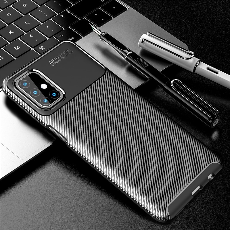 เคส Samsung Galaxy M51 #เคสฝาหลังนิ่ม Carbon Fiber Anti-drop TPU Protection