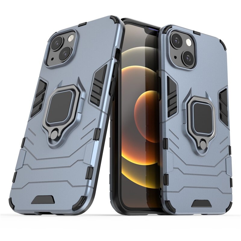 Case iphone 15 Pro#เคสฝาหลังพลาสติกแข็ง +TPU Hybrid Case มีแหวนสวมนิ้วโลหะ