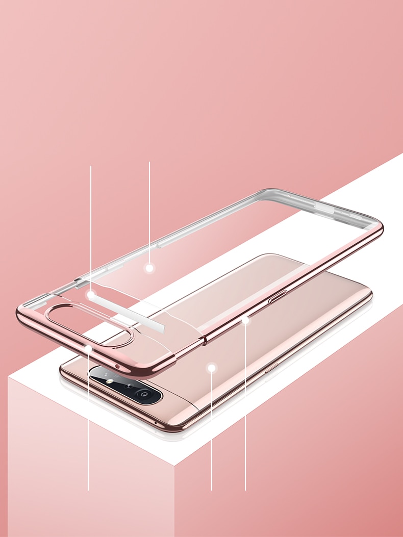 Case Samsung Galaxy A80 #เคสฝาหลังพลาสติกแข็งใสขอบเงา GKK Shock Resistant Electroplating Hard PC Phone Casing