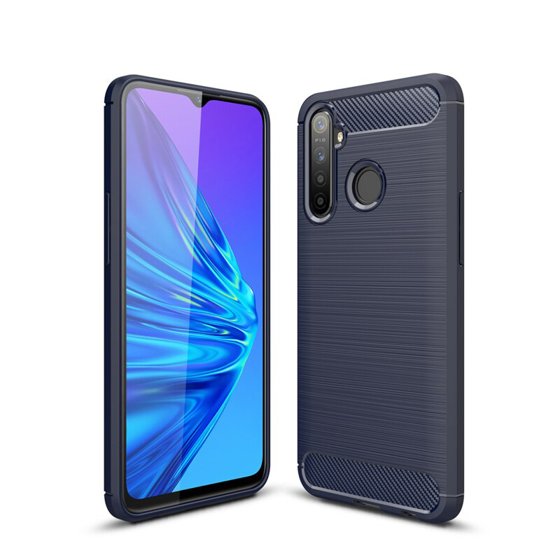 Case Realme 5/5s #เคสฝาหลัง TPU นิ่มคาร์บอนไฟเบอร์ผิวแบบขัดแปรง