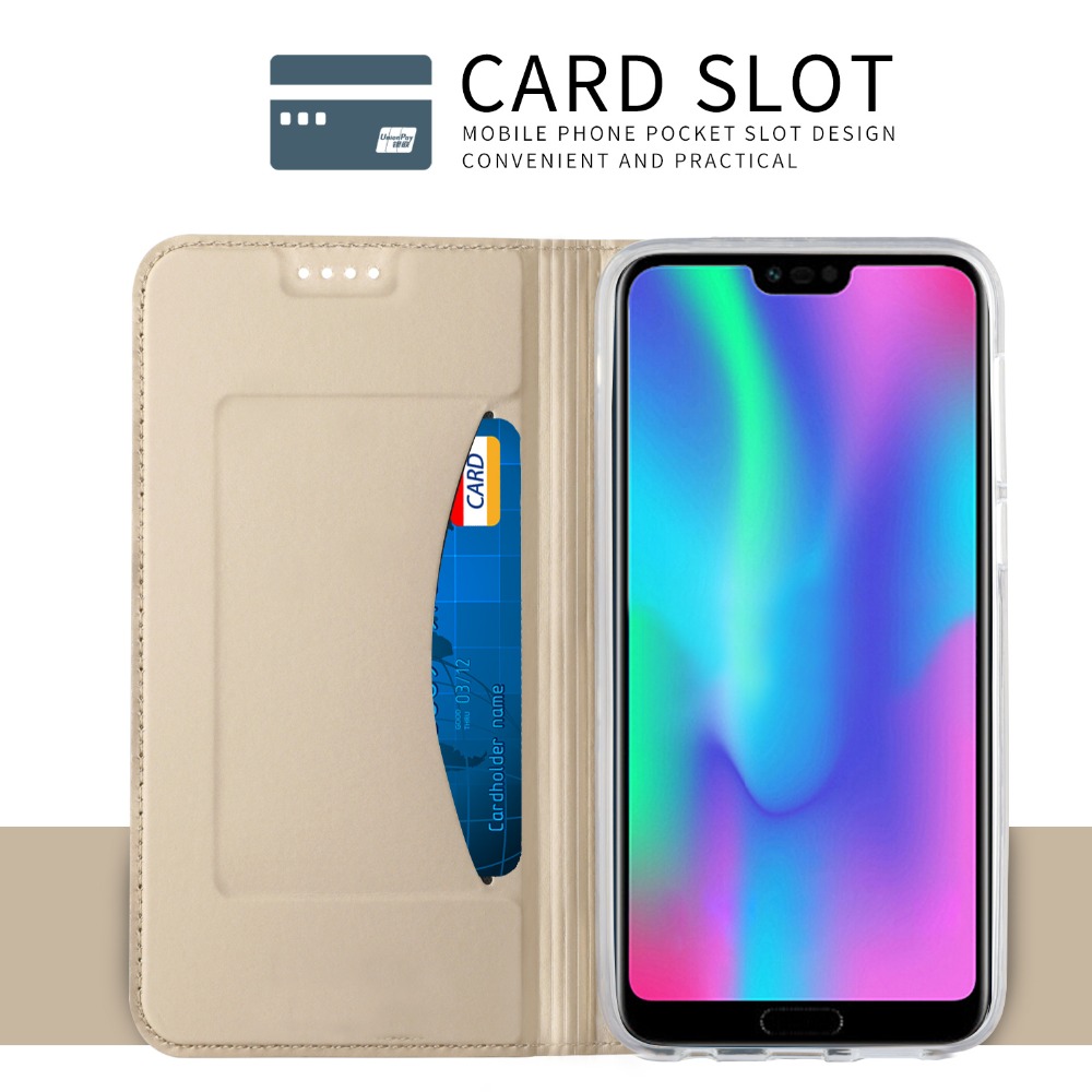Case Honor 10 #เคสฝาพับหนัง PU Magnetic Adsorption Stand Leather Card Holder