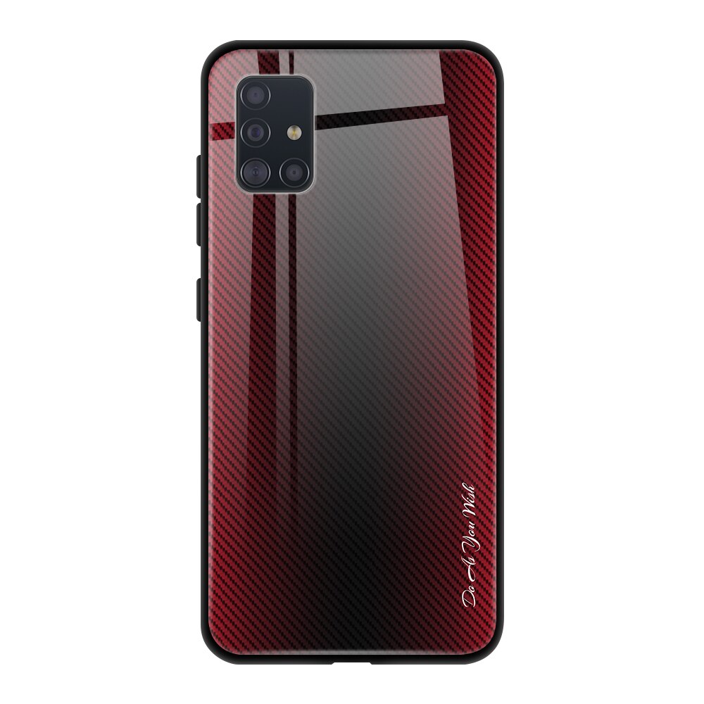 Case Samsung Galaxy A51 #เคสฝาหลังด้านหลังผิวกระจกนิรภัยไล่ระดับสีขอบนิ่ม Gradient Tempered Glass Back + Soft TPU Edge