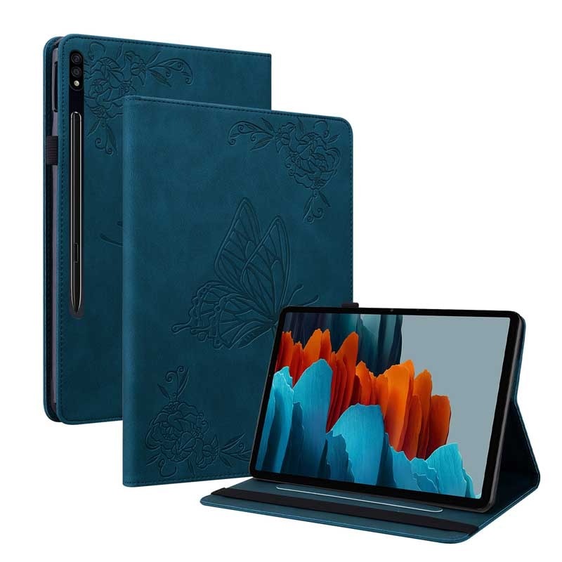 เคส Samsung Galaxy Tab S8 5G 11 นิ้ว SM-X700 SM-X706 #เคสฝาพับหนัง PU ลายผีเสื้อ Flip Cover Butterfly Flower Imprinted Card Leather