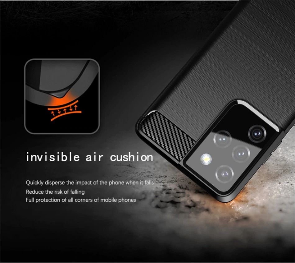 เคส Galaxy S21 Ultra 5G #เคสคาร์บอนไฟเบอร์ ผิวขัดแปรง Brushered TPU Back Case