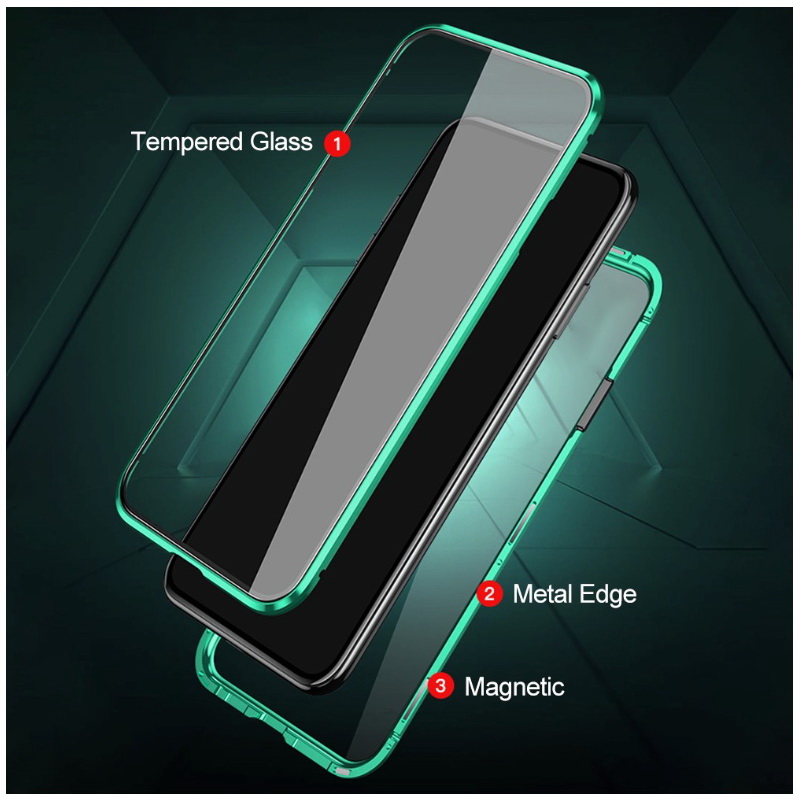 Case Samsung Galaxy S23 Ultra 5G #เคสฝาครอบกระจกประกบหน้าหลังขอบโลหะดูดซับแม่เหล็ก Fully Protection Magnetic Adsorption Glass Metal Phone Protective