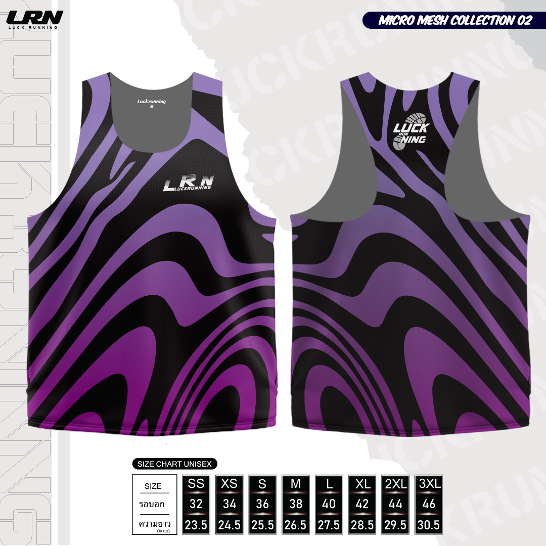 เสื้อวิ่งพิมพ์ลายกล้าม LRN Collection 02 เนื้อผ้า Micro Mesh สำหรับวิ่งมาราธอน (MM12-01)