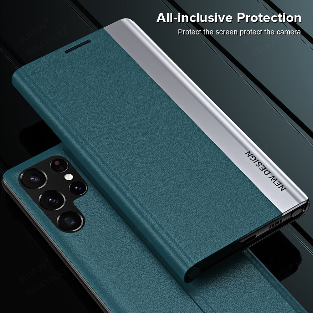 เคส Samsung Galaxy S23+ 5G #เคสฝาพับผิวเคลือบหนัง PU ปิดแม่เหล็ก Bracket Flip Cover Leather Magnetic (สินค้าตัวอย่างสินค้าจริงตรงตามรุ่น)