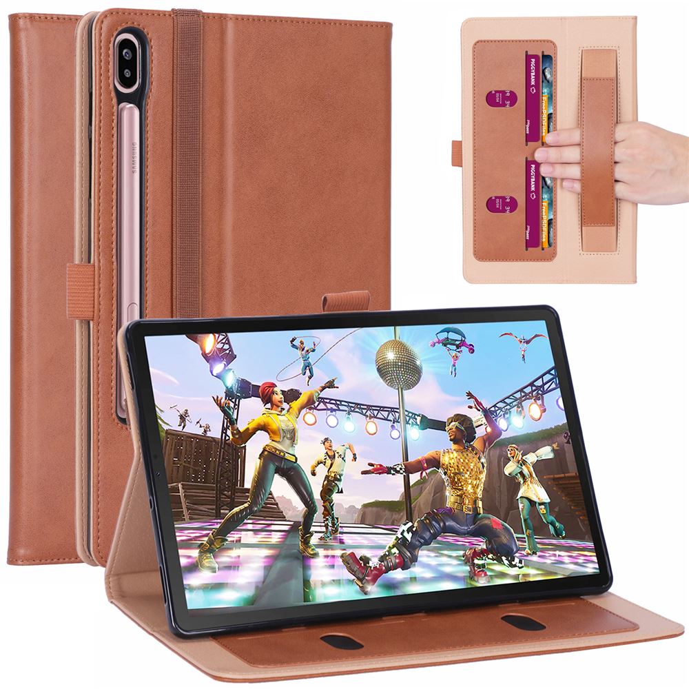 Case Samsung Galaxy Tab S6 T860 T865 #เคสฝาพับหนัง PU มีที่สวมนิ้ว Card Holder Stand PU Leather Smart Case