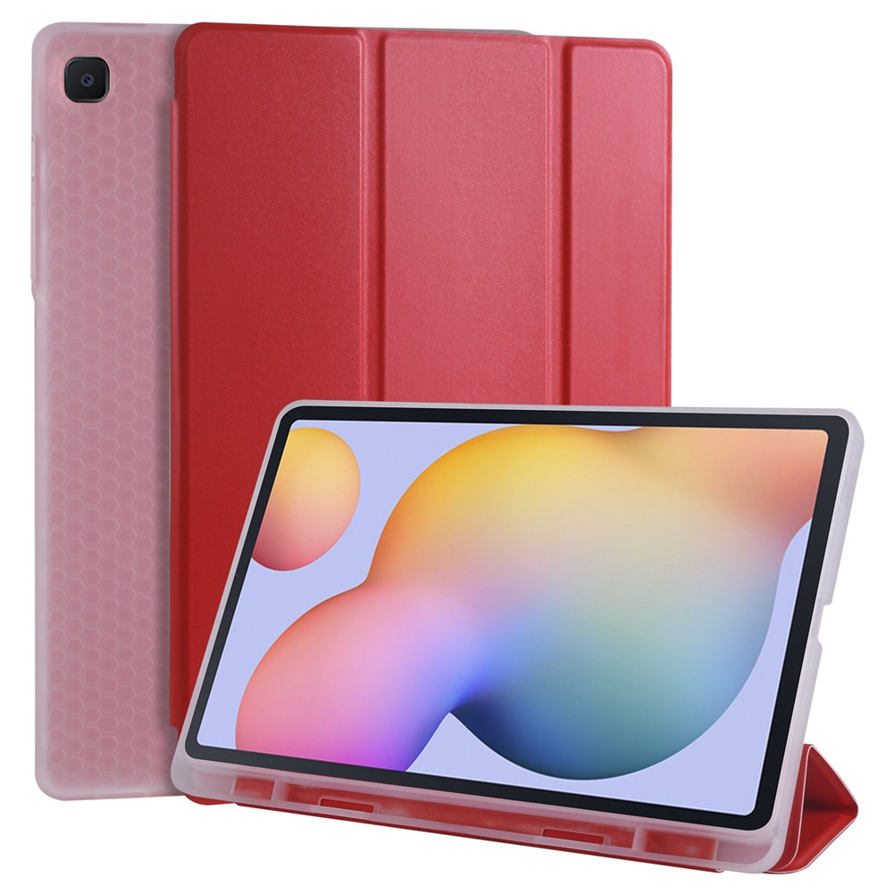 Case Samsung Galaxy Tab S6 Lite 10.4 SM-P610 P615 P617 #เคสฝาพับหนัง PU แบบ 3 พับมีช่องเก็บปากกา Soft TPU Tri-fold Stand Leather Smart Tablet