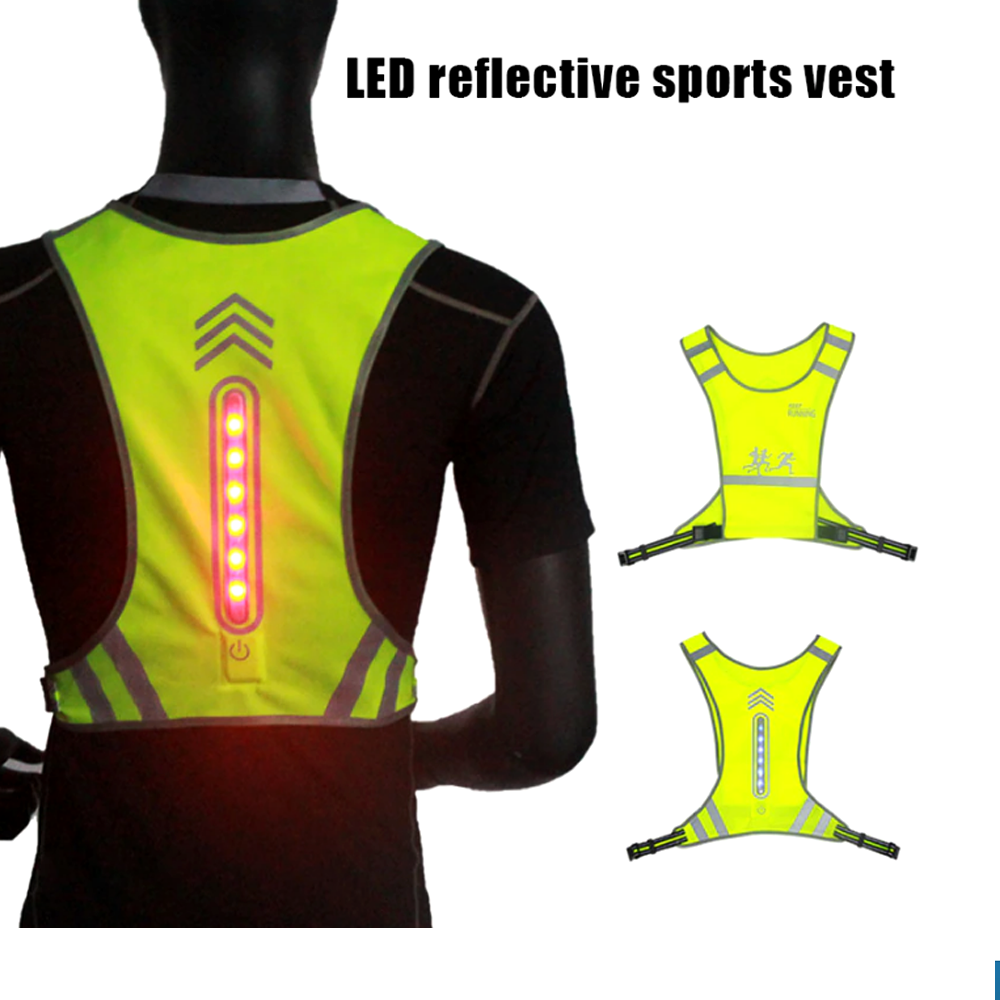 เสื้อกั๊กสะท้อนแสง มีไฟ LED สำหรับวิ่ง ปั่นจักรยาน ในเวลากลางคืน(Q08)