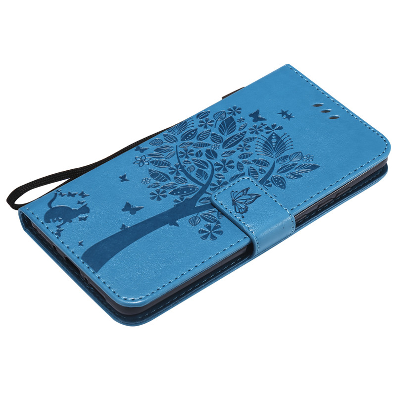 Case iPhone 13 Pro Max#เคสฝาพับหนัง PU พิมพ์ลาย Imprint Cat and Tree Pattern Leather Protection Cover