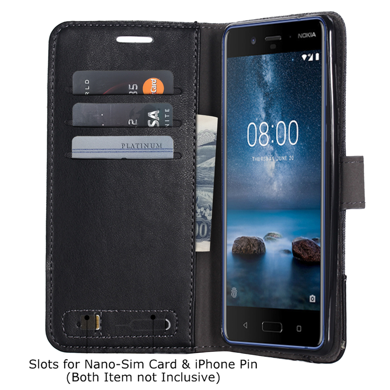 Case Nokia 8 MUXMA Splicing #เคสฝาพับหนัง PU หนัง+ผ้าใบ แบบกระเป๋าสตางค์คุณภาพดีราคาเบาๆ