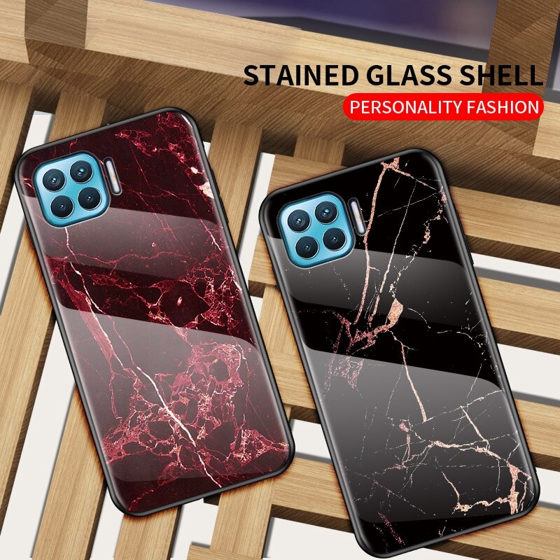 เคส OPPO A93 #เคสฝาหลัง Gradient Color ลายหินอ่อน Glass + PC + TPU Hybrid Case