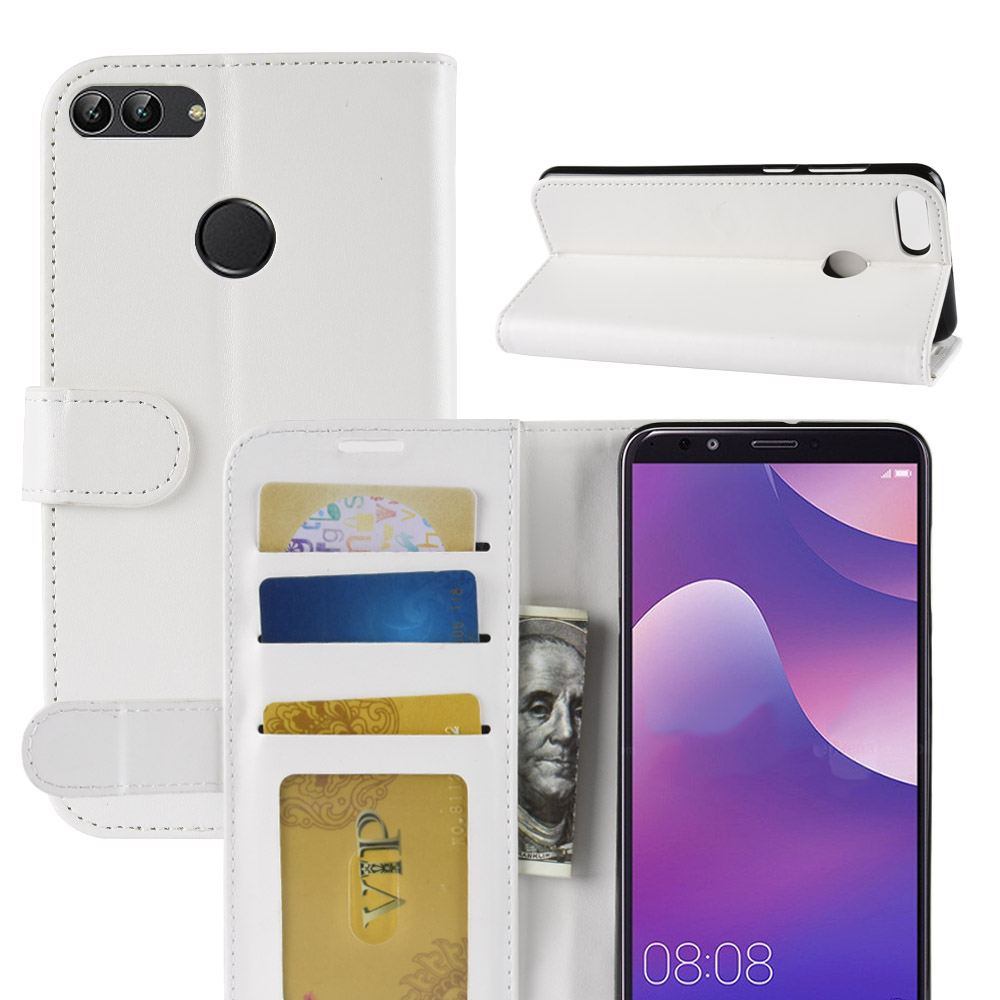 เคส Huawei Y9 (2018) #เคสฝาพับหนัง PU ผิวหนังม้าสไตล์กระเป๋าสตางค์เคสคุณภาพดีราคาถูก