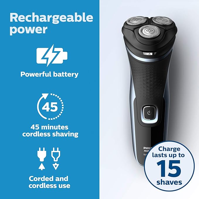 Philips® Norelco Shaver 2500 Convanient Shave, Faster charge Model S1311/82 เครื่องโกนหนวดไฟฟ้า แบบมีสาย และไร้สาย