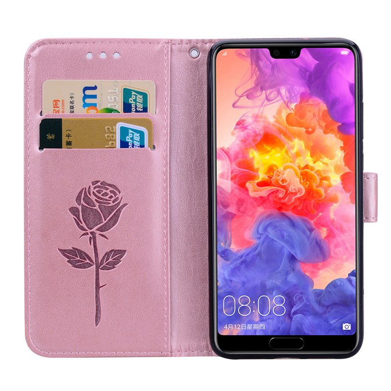 Case Huawei P20 Pro #เคสฝาพับหนัง PU ลายดอกกุหลาบแบบกระเป๋าสตางค์ HAT PRINCE Imprinted Rose Leather