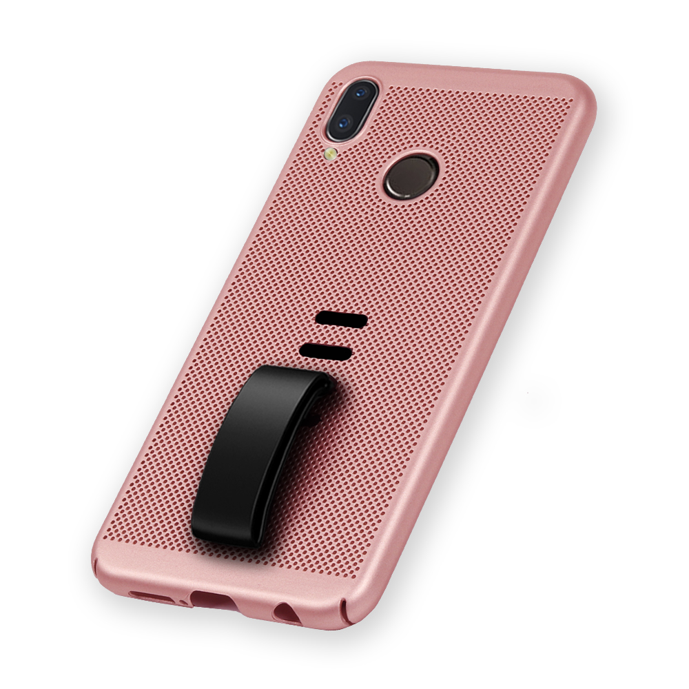 Case Huawei P20 Lite / Nova 3e #เคสฝาหลัง Silicone ออกแบบมีที่สวมนิ้วรูตะแกรง Finger Grip Holder Silicone