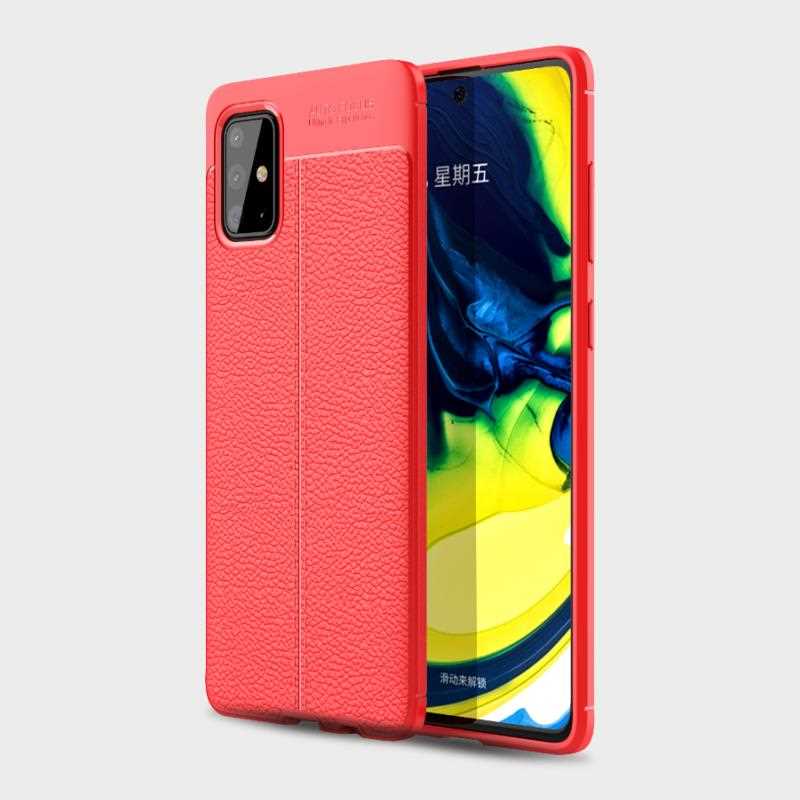 เคส Samsung Galaxy A71 5G #เคสฝาหลัง TPU ผิวลิ้นจี่ช่วยป้องกันลายนิ้วมือและกันลื่นได้ดี