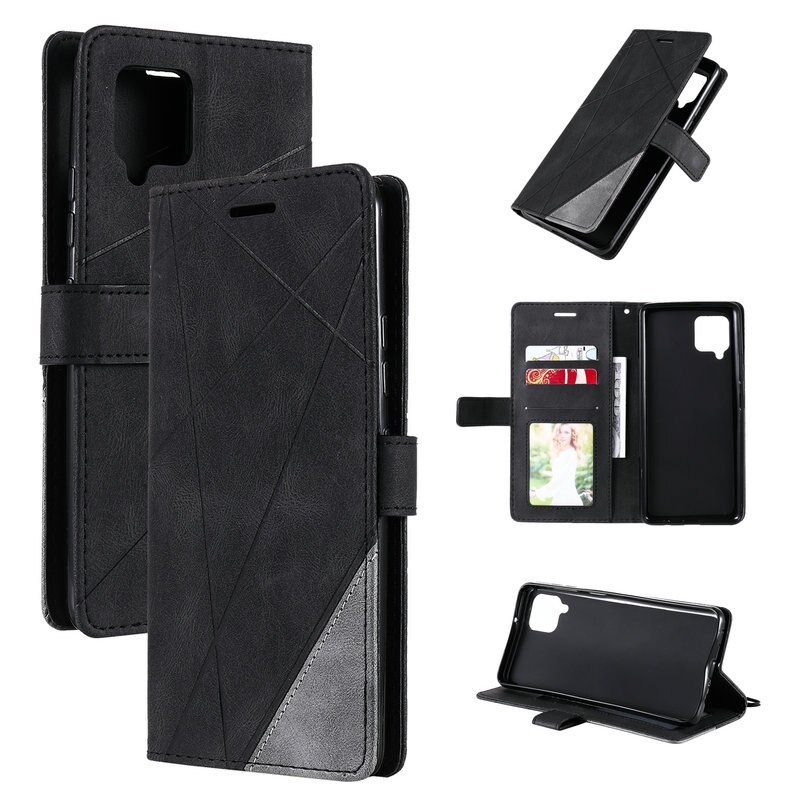 Case Samsung Galaxy A42 5G #เคสฝาพับหนัง PU มีช่องเสียบบัตรอื่นๆในตัว Geometric Pattern Leather Card Holder Protective