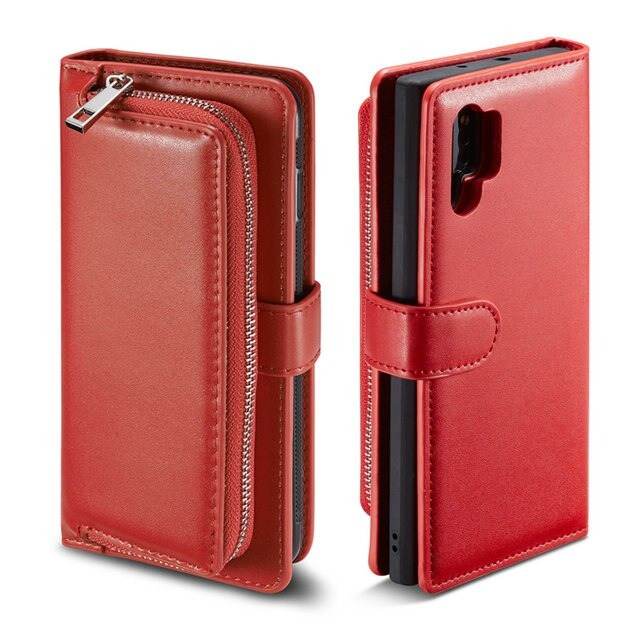 Case Samsung Galaxy Note 10+ #เคสหนังฝาพับสไตล์กระเป๋าสตางค์มีช่องซิบ PU Wallet Split Leather 2 in 1 Card Slot + Money slot + Magnetic Separable Shell