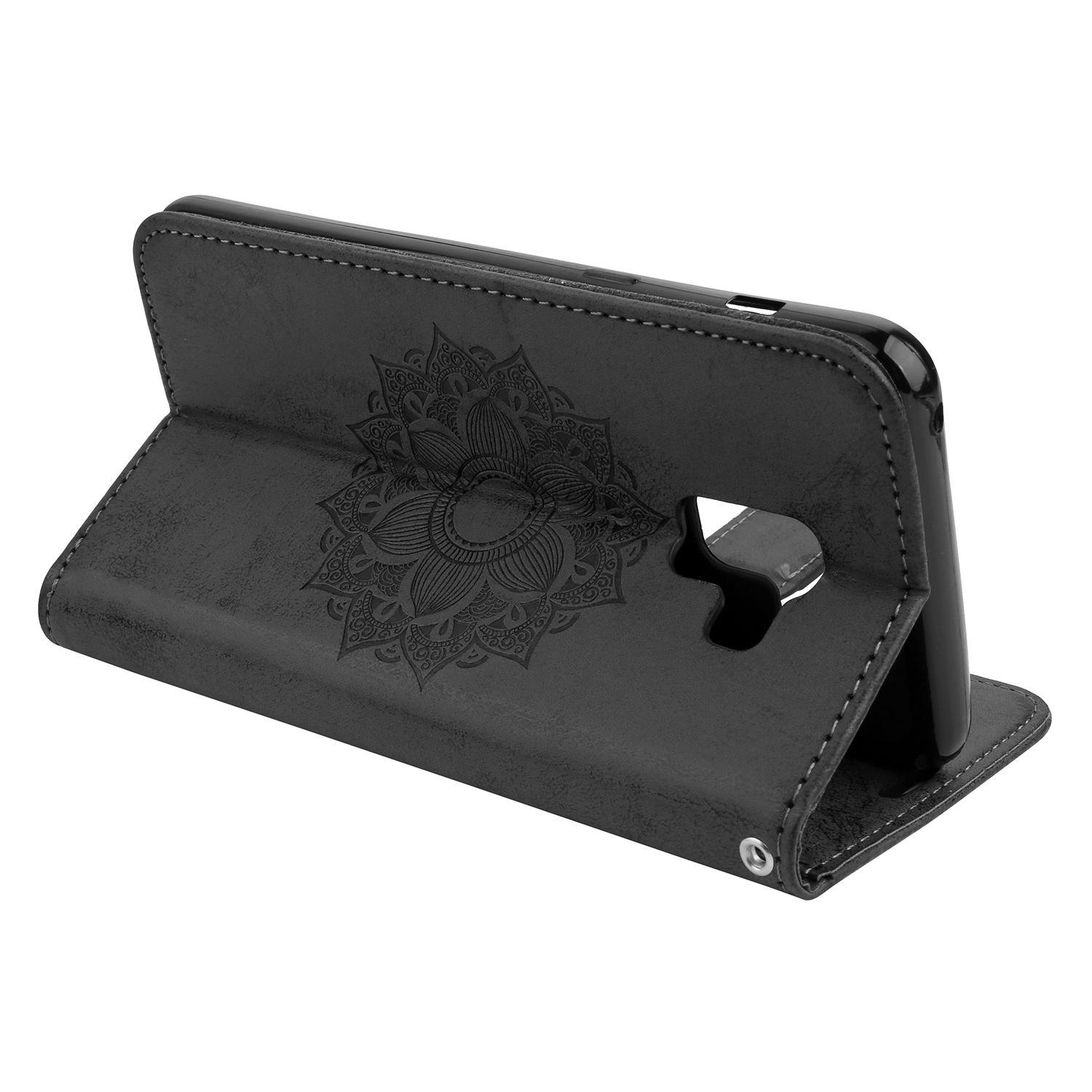 Case Samsung Galaxy A8 (2018) #เคสฝาพับพิมพ์ลายดอกไม้ Mandala Flower