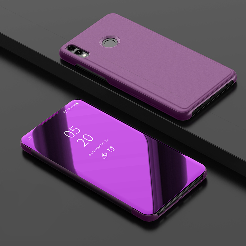 Case Honor 8X #เคสฝาพับปกโปร่งแสงผิวเงา Electroplating Mirror Surface สำหรับ Window View