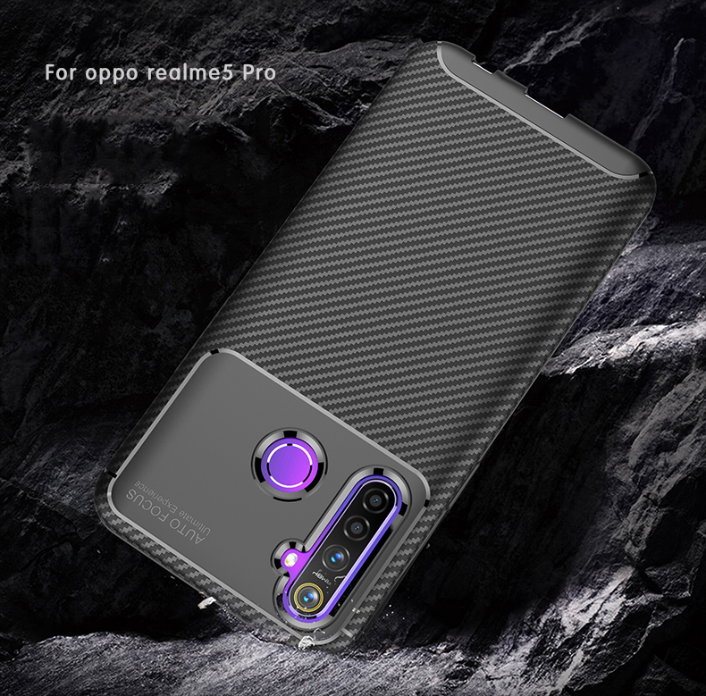 เคส Realme 5 Pro #เคสฝาหลังนิ่ม Carbon Fiber Anti-drop TPU Protection