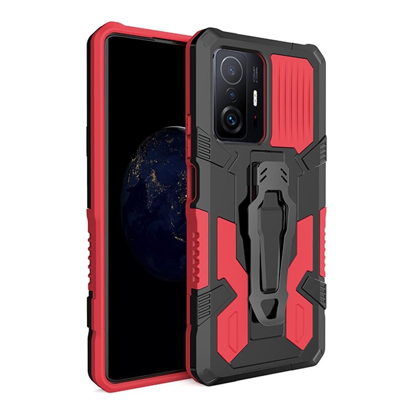 Case Xiaomi 11T / 11T Pro #เคสฝาหลังกันกระแทกมีคลิบหนีบ ไฮบริด พลาสติก+TPU Heavy Duty Rugged Hybrid