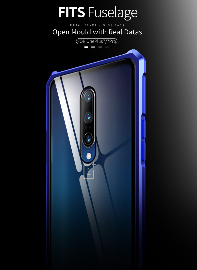 เคส OnePlus 7 Pro #เคสกรอบโลหะคุณภาพสูงแผ่นหลังกระจก High-Quality Metal Frame + Glass Back