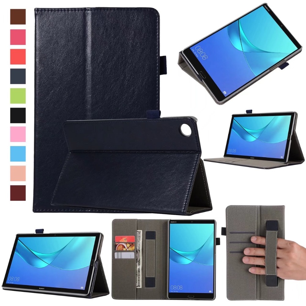 Case Huawei MediaPad M5 8.4 นิ้ว #เคสฝาพับหนัง PU มีที่สวมนิ้ว Wallet Stand Leather Cover Shell with Elastic Band