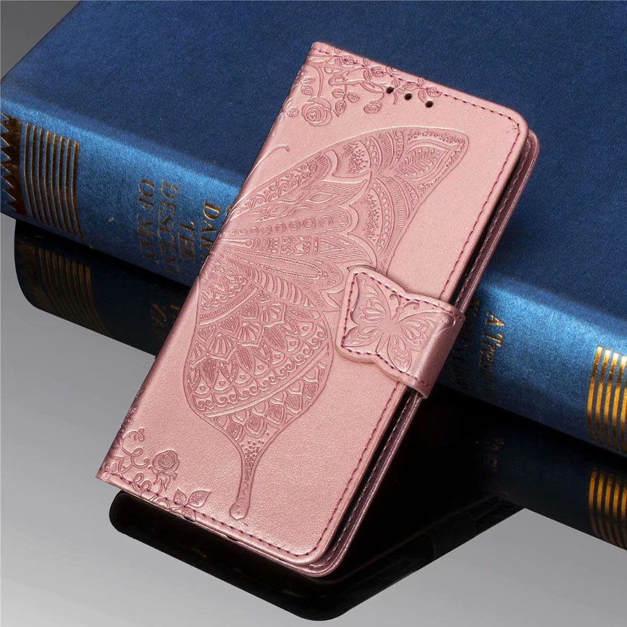 Case Vivo Y19 #เคสฝาพับ Imprint ลายผีเสื้อดอกไม้