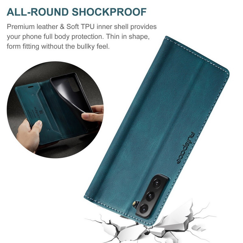 เคส Samsung Galaxy S21 #เคสฝาพับหนัง PU แบบกระเป๋าสตางค์ AUTSPACE Series RFID Blocking Retro Matte Leather Wallet