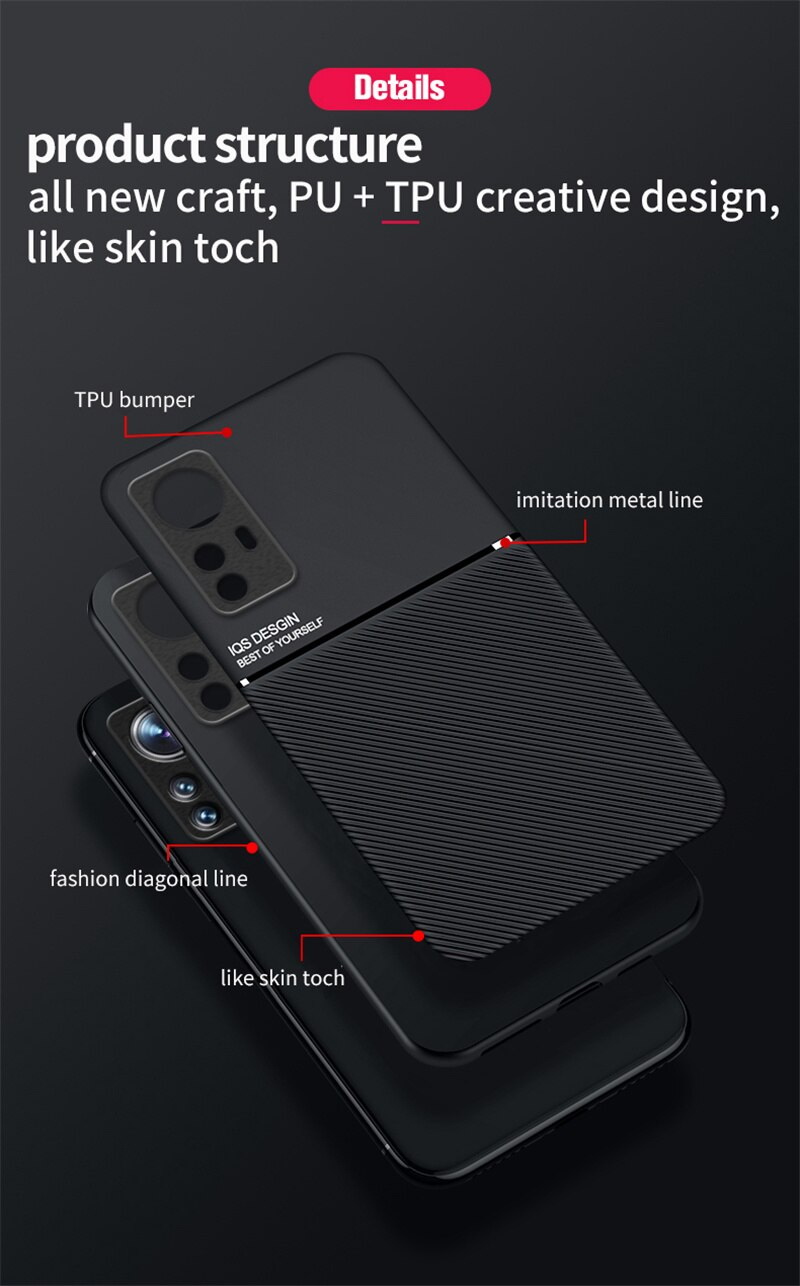 เคส Xiaomi 12 Pro #เคสฝาหลัง TPU เคลือบหนัง PU สไตล์ธุรกิจที่เรียบง่ายมีแผ่นเหล็กในตัว Minimalist Business Style Leather Coated TPU Built-in metal magnetic plate