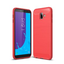 เคส Samsung Galaxy J6+ #เคสฝาหลัง TPU นิ่มคาร์บอนไฟเบอร์ผิวแบบขัดแปรง