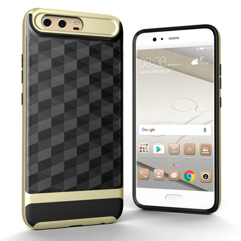 เคส Huawei P10 #เคสรูปแบบ Rhombus แบบ 2-in-1 Shell Hybrid TPU + PC