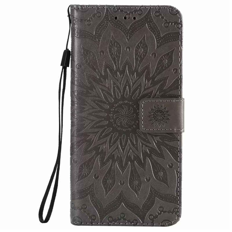 Case Samsung Galaxy A7 (2018) A750 #เคสฝาพับแบบกระเป๋าสตางค์ Imprint Sunflower PU Leather Magnetic Stand Wallet