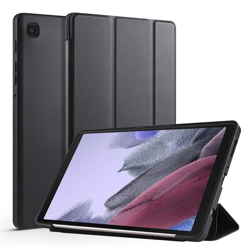 Case Samsung Galaxy Tab A7 Lite 8.7" (T220,T225) #เคสฝาพับหนัง PU แบบ 3 พับ Tri-fold Stand Design Shockproof PU Leather TPU Protective Case