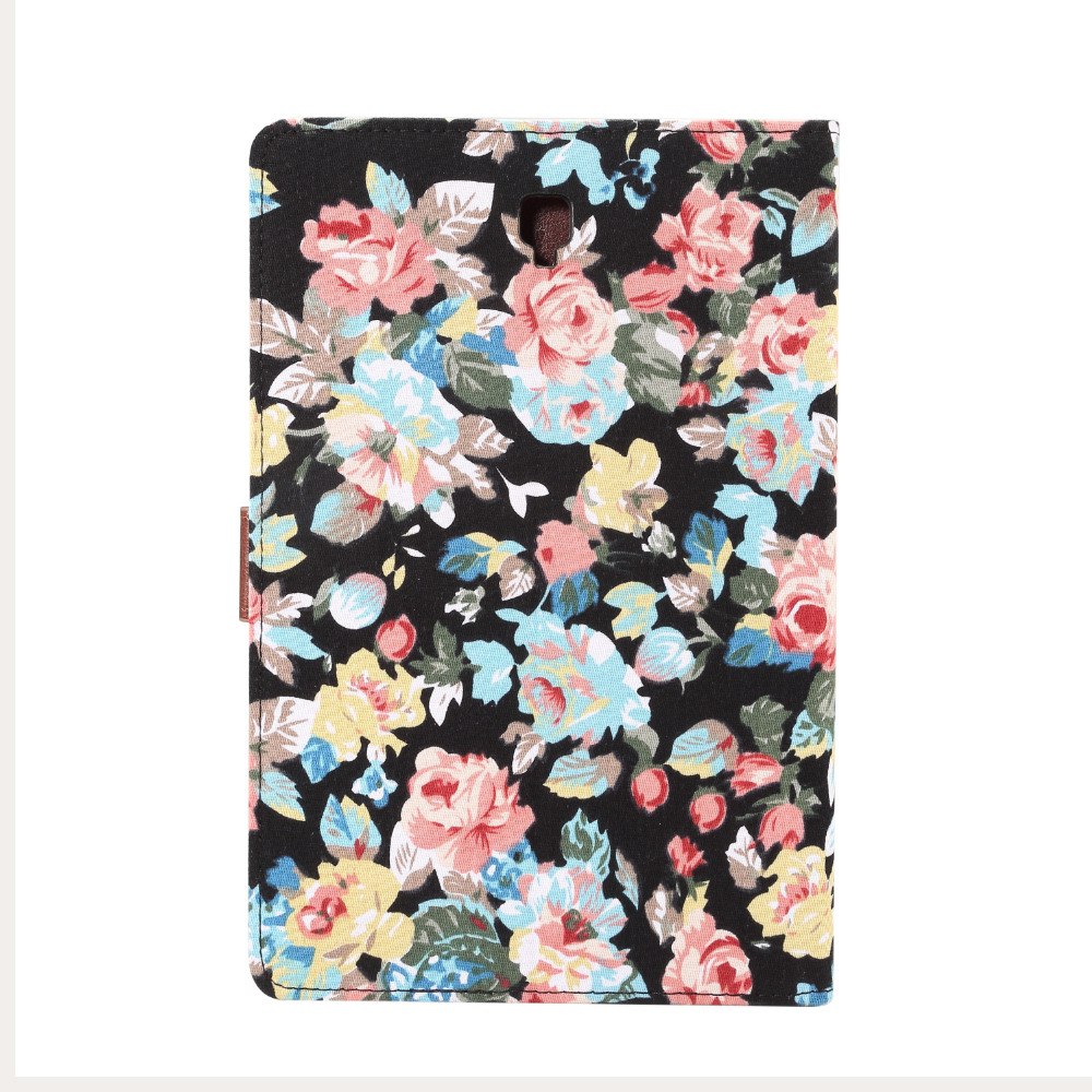 เคส Samsung Galaxy Tab S4 10.5 นิ้ว T830 #เคสฝาพับแบบกระเป๋าสตางค์หนัง PU ผิวผ้าลายดอกไม้ Flower Cloth Skin PU Leather
