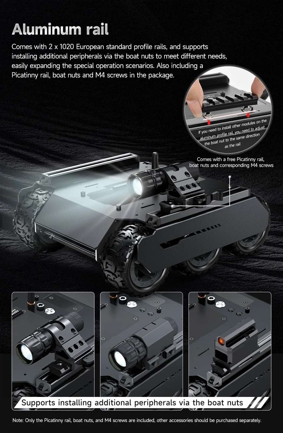 Waveshare Flexible and Expandable 6x4 Offroad, with Optional Rails and ESP32 Slave Computer, 6 Wheel 4WD Mobile Robot