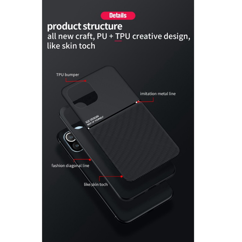 เคส Xiaomi Mi 11 #เคสแบบฝาหลัง TPU เคลือบหนัง PU สไตล์ธุรกิจที่เรียบง่ายมีแผ่นเหล็กในตัว Minimalist Business Style Leather Coated TPU Built-in metal magnetic plate