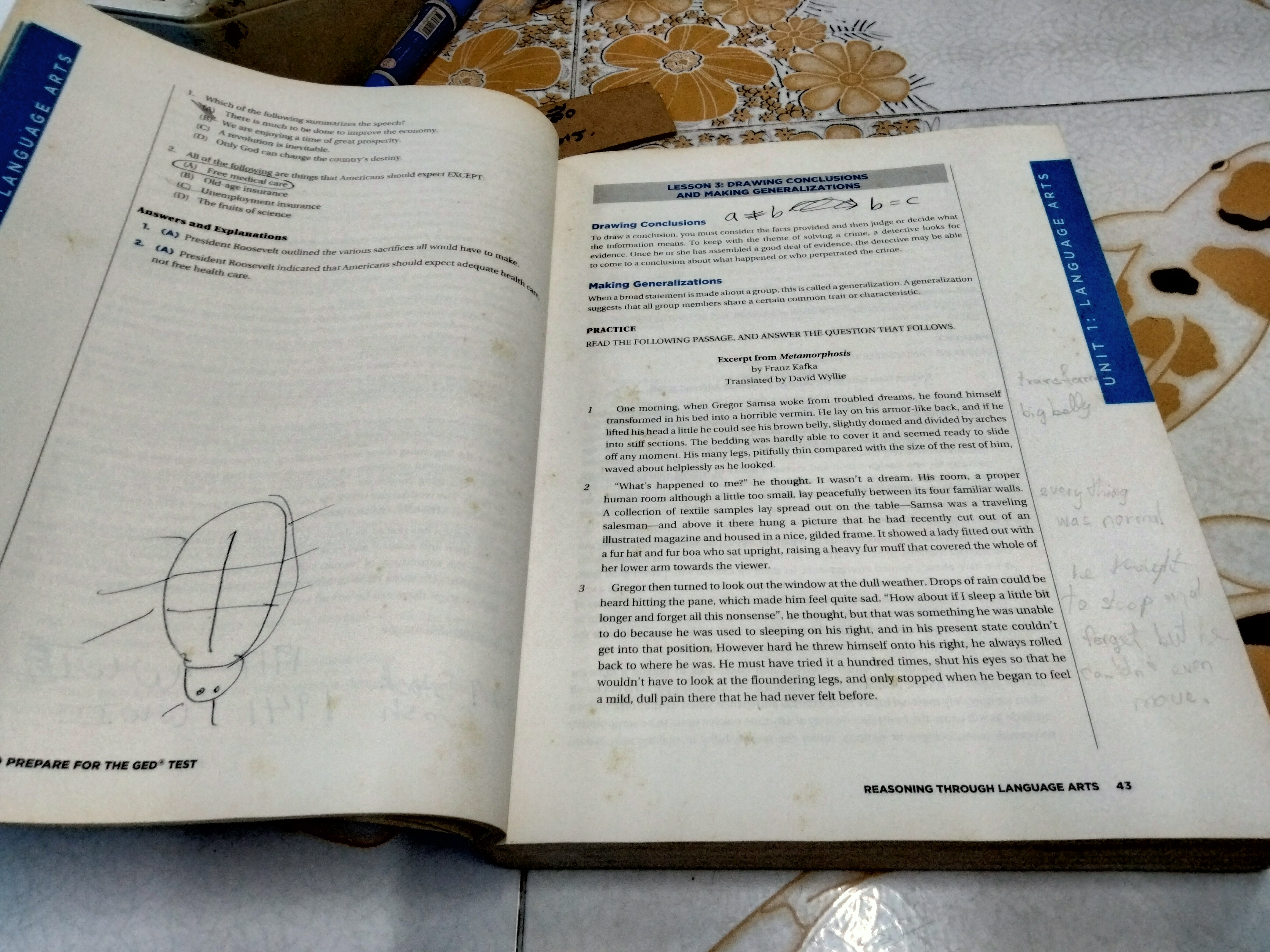 HOW TO PREPARE FOR THE GED TEST เตรียมสอบ GED ปี 2014 ภายในเล่มมี CD ** มีรอยเขียนด้วยดินสอหลายหน้า