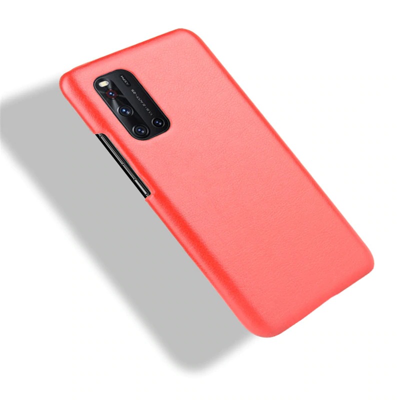 เคส Vivo V19 #เคสฝาหลังพลาสติกแข็งเคลือบหนัง PU ลายผิวลิ้นจี่ Litchi Skin Leather Coated