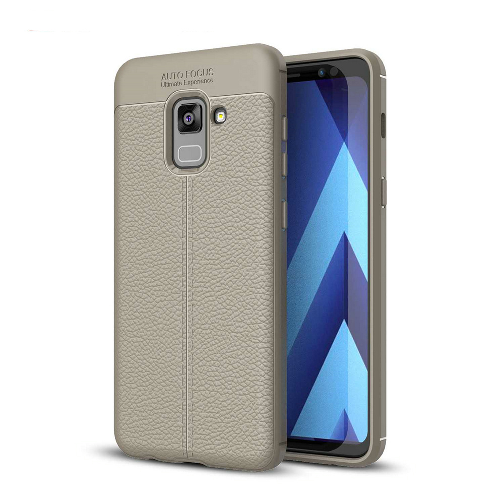 Case Samsung Galaxy A8+ (2018) 6 นิ้ว #เคสฝาหลัง TPU ผิวลิ้นจี่ช่วยป้องกันลายนิ้วมือและกันลื่นได้ดี