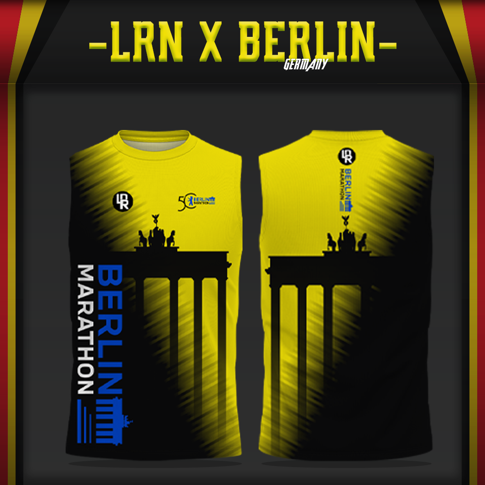 เสื้อวิ่งพิมพ์ลาย Berlin-Marathon x LRN เนื้อผ้า Air Flow Plus สำหรับวิ่งมาราธอน (AP21)