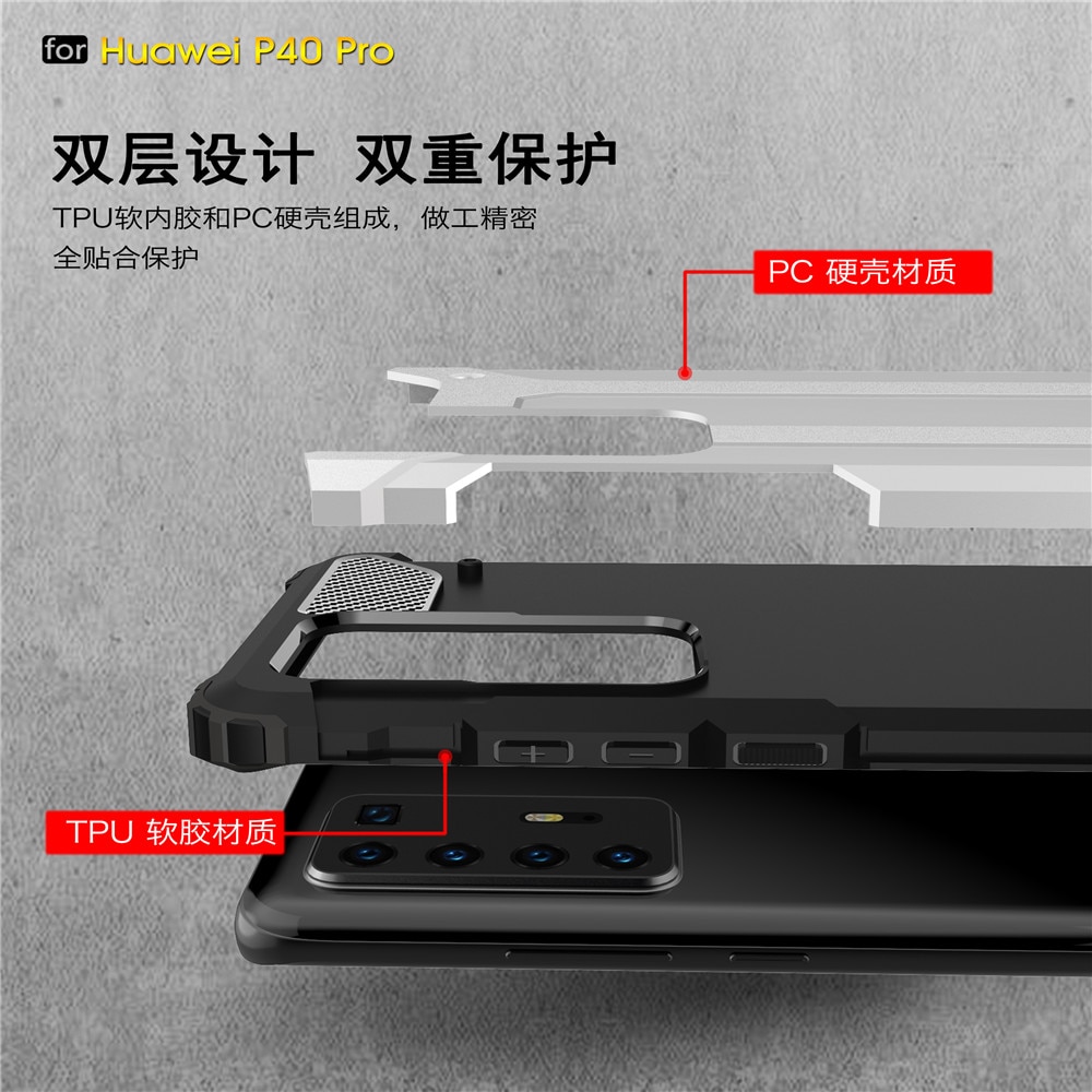 Case Huawei P40 #เคสฝาหลังเกราะป้องกัน ไฮบริด พลาสติก+TPU Heavy Duty Rugged Hybrid