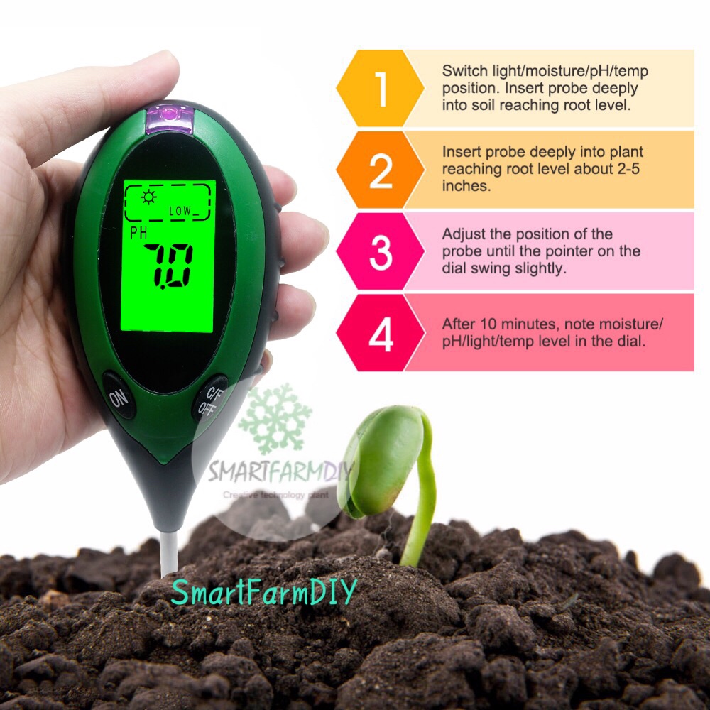 4 in 1 PH เซนเซอร์ แบบ soil tester plants and lawns