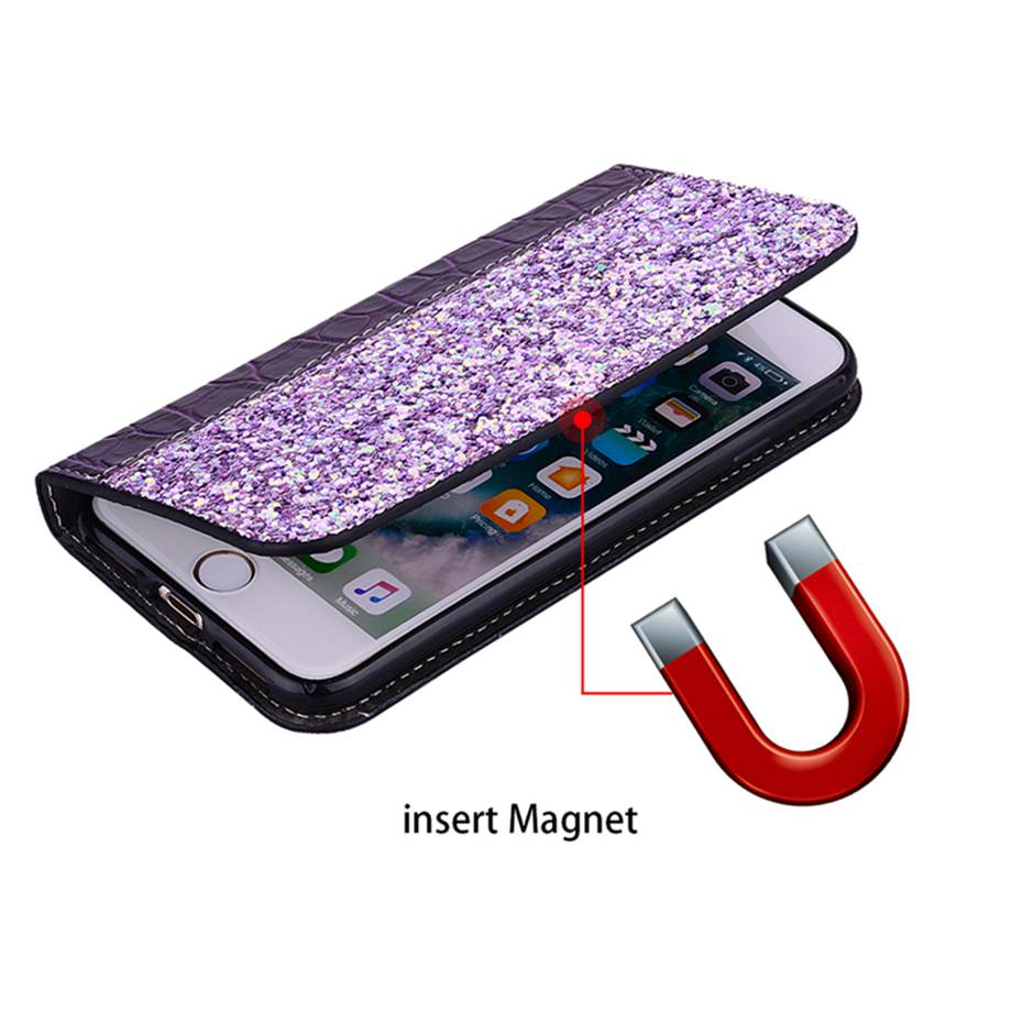 Case Huawei P30 Pro #เคสฝาพับหนัง PU ลายหนังจระเข้ Crocquile Texture Glittery Sequins Splicing มีช่องใส่การ์ด