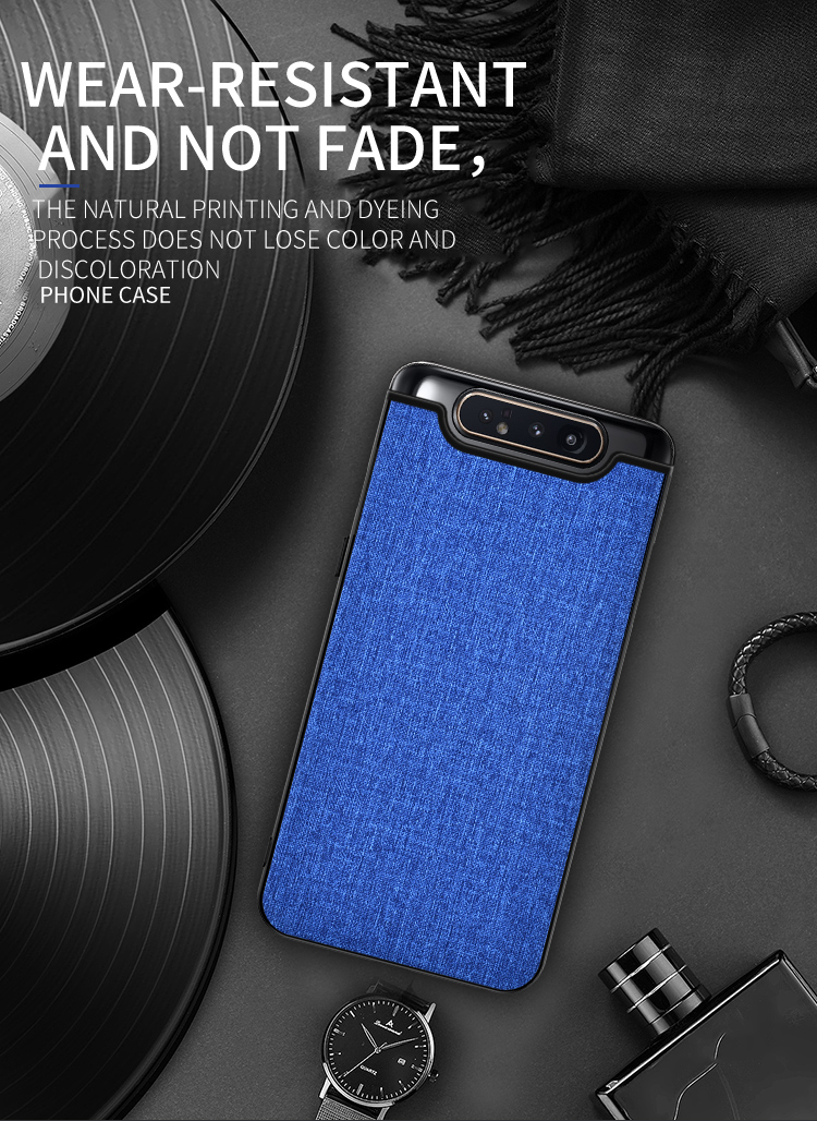 เคส Samsung Galaxy A80 #เคสฝาหลังเคลือบผิวผ้า Matte Cloth PU + PC + TPU Hybrid