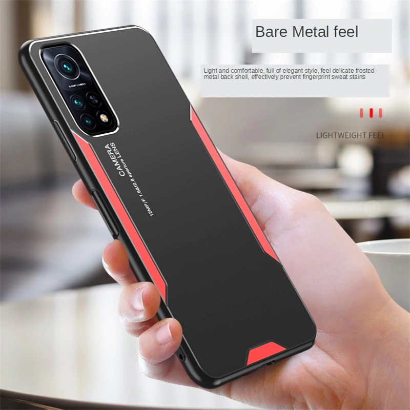 เคส Xiaomi Mi 10T Pro #เคสฝาหลังไฮบริด Metal +TPU Shockproof metal back plate Phone Back Cover
