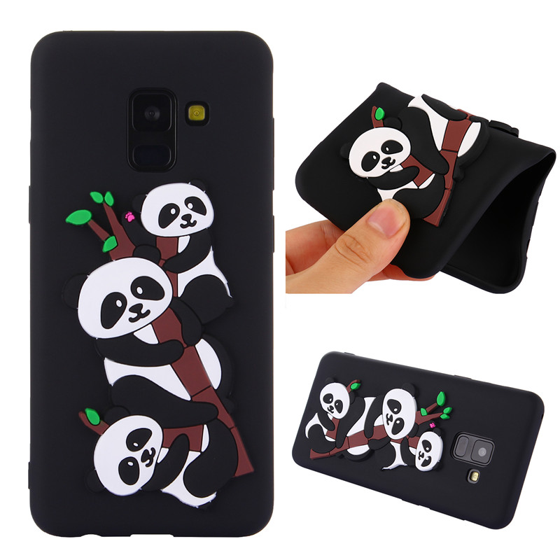 Case Samsung Galaxy A8 (2018) #เคสฝาหลังนิ่มลายหมีแพนด้า 3D น่ารัก Bamboo TPU Gel